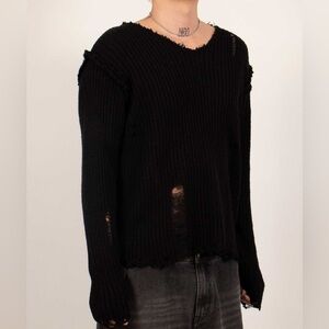 Distressed V Neck Sweater